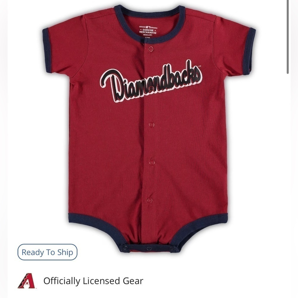 Mlb Arizona Diamondbacks Infant Power Hitter Romper 3-6 mo.s boy or girl NWT